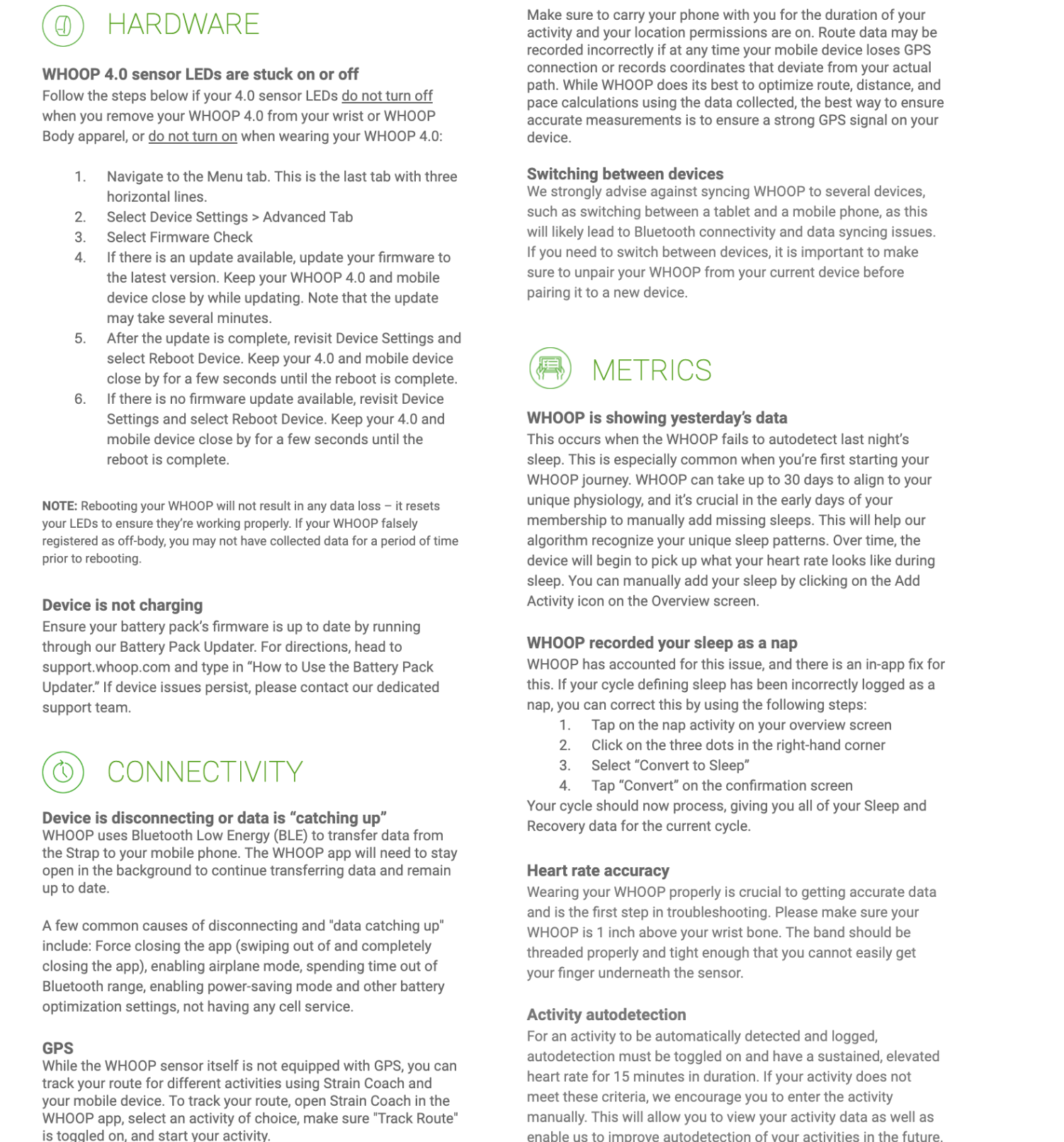 WHOOP Troubleshooting 101